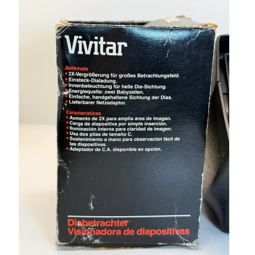 VTG Vivitar Slide Viewer Lighted 35mm Film Viewer 2x Magnifier w Box Retro Photo